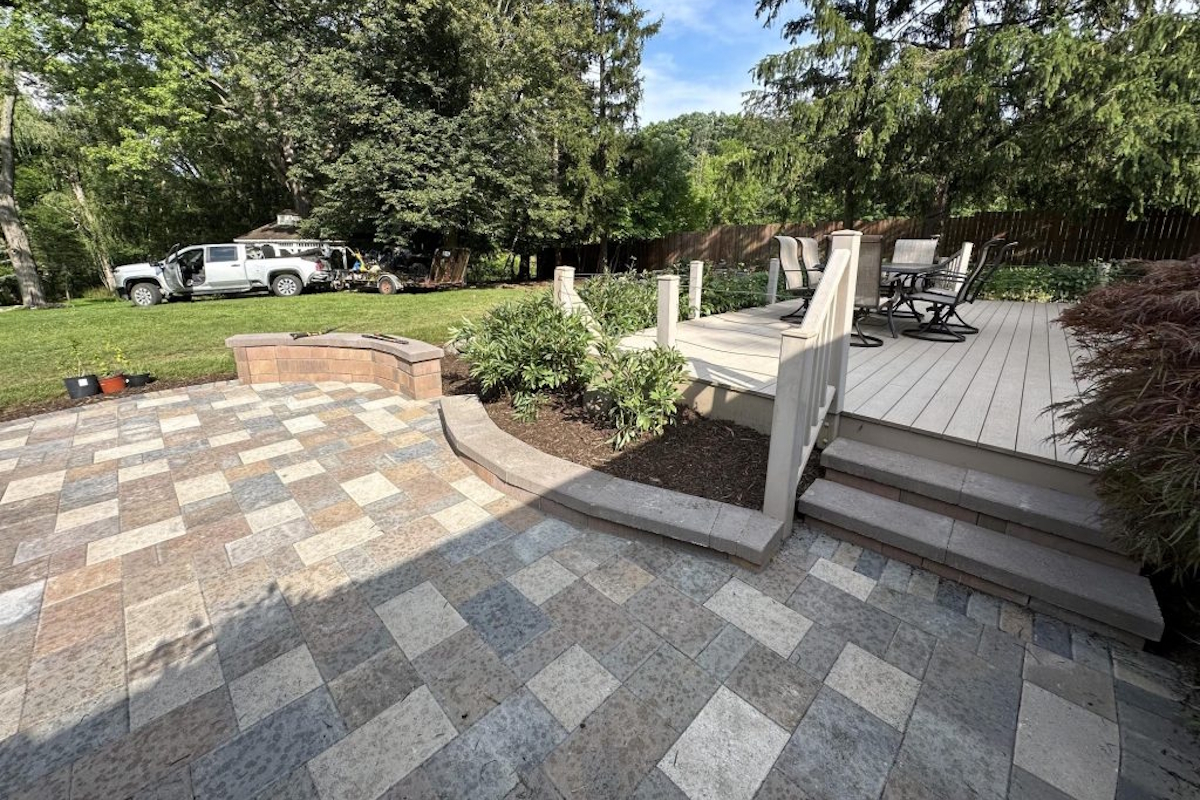 Custom masonry steps and pillars built by The Rock Guys of Washtenaw